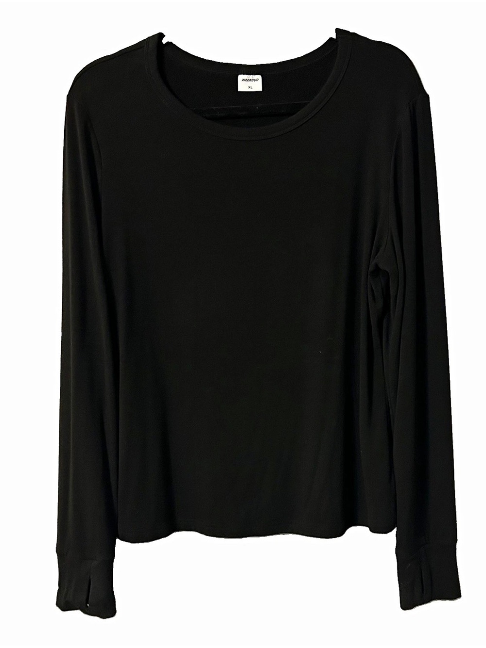 XIEERDUO Black Long Sleeve Round Neck Tee XL